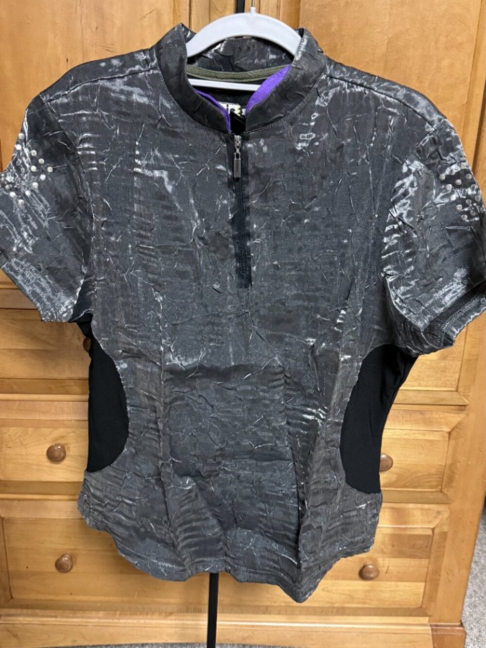 Jamie sadock metallic looking crinkle golf top